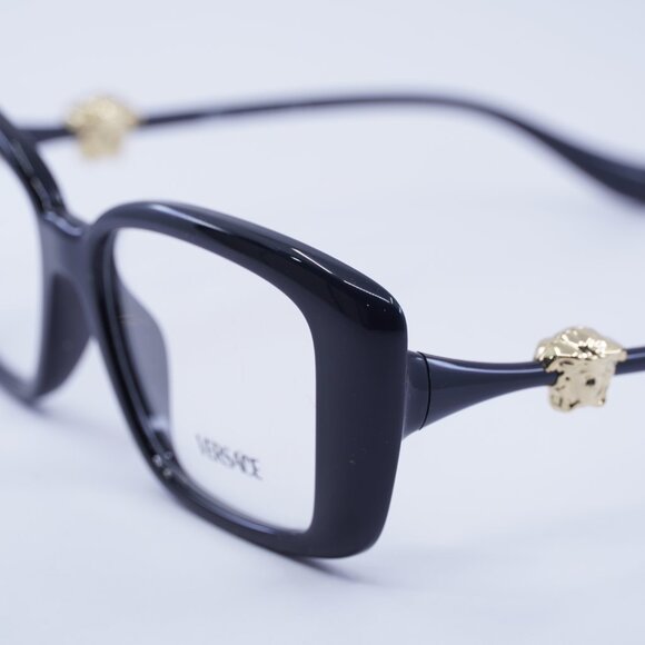 Versace VE3385U GB1 Eyeglasses Shiny Black 53mm Square Frame - Picture 9 of 11